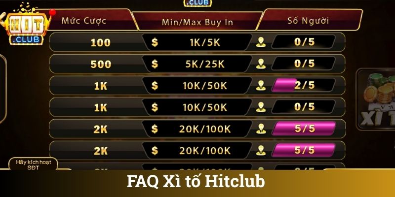 FAQ Xì tố Hitclub