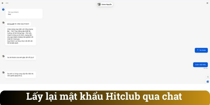 Lay lai mat khau Hitclub qua chat Lấy lại mật khẩu Hitclub qua chat