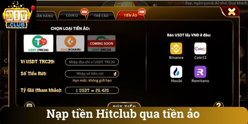 Nạp tiền Hitclub qua tiền ảo